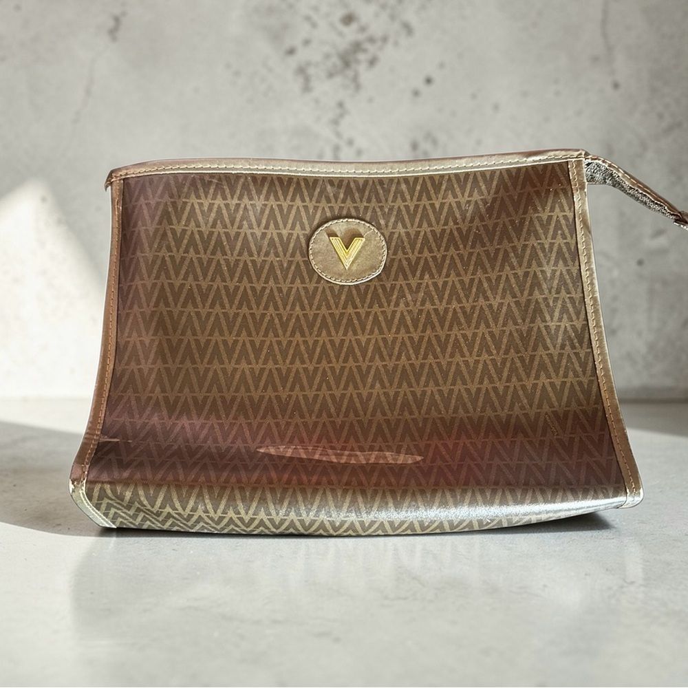Vintage Mario Valentino PVC/Leather Brown Women's clutch Bag.